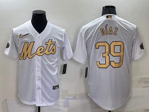 Men's New York Mets #39 Edwin D??az 2022 All-Star White Cool Base Stitched Baseball Jersey